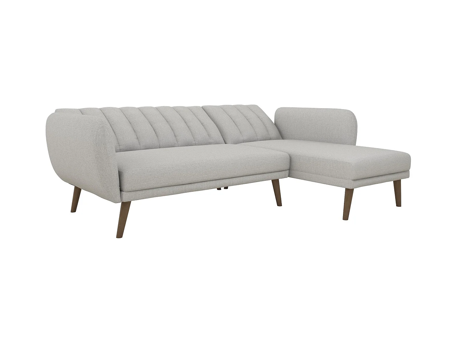 Canapé convertible 3 places avec chaise longue en lin gris clair