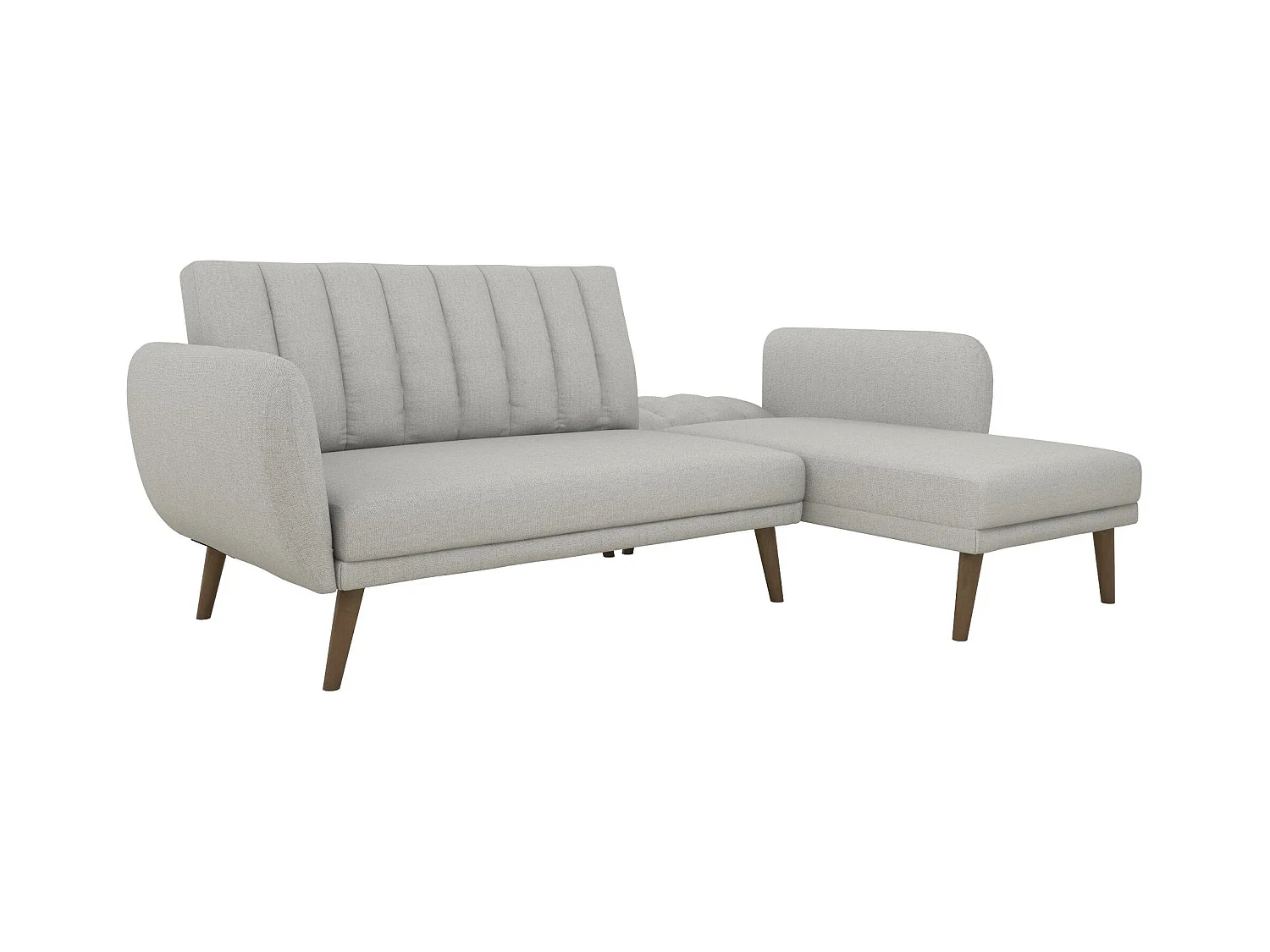 Canapé convertible 3 places avec chaise longue en lin gris clair