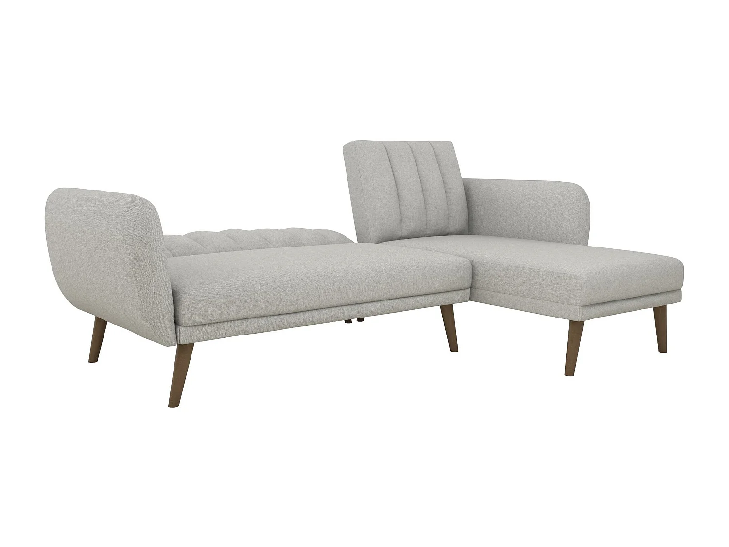 Canapé convertible 3 places avec chaise longue en lin gris clair