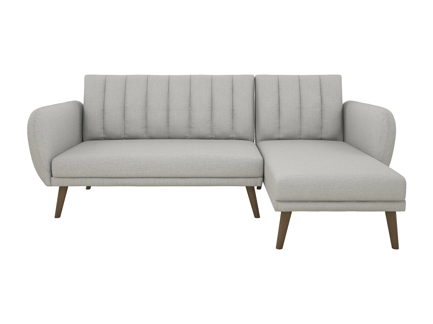 Canapé convertible 3 places avec chaise longue en lin gris clair