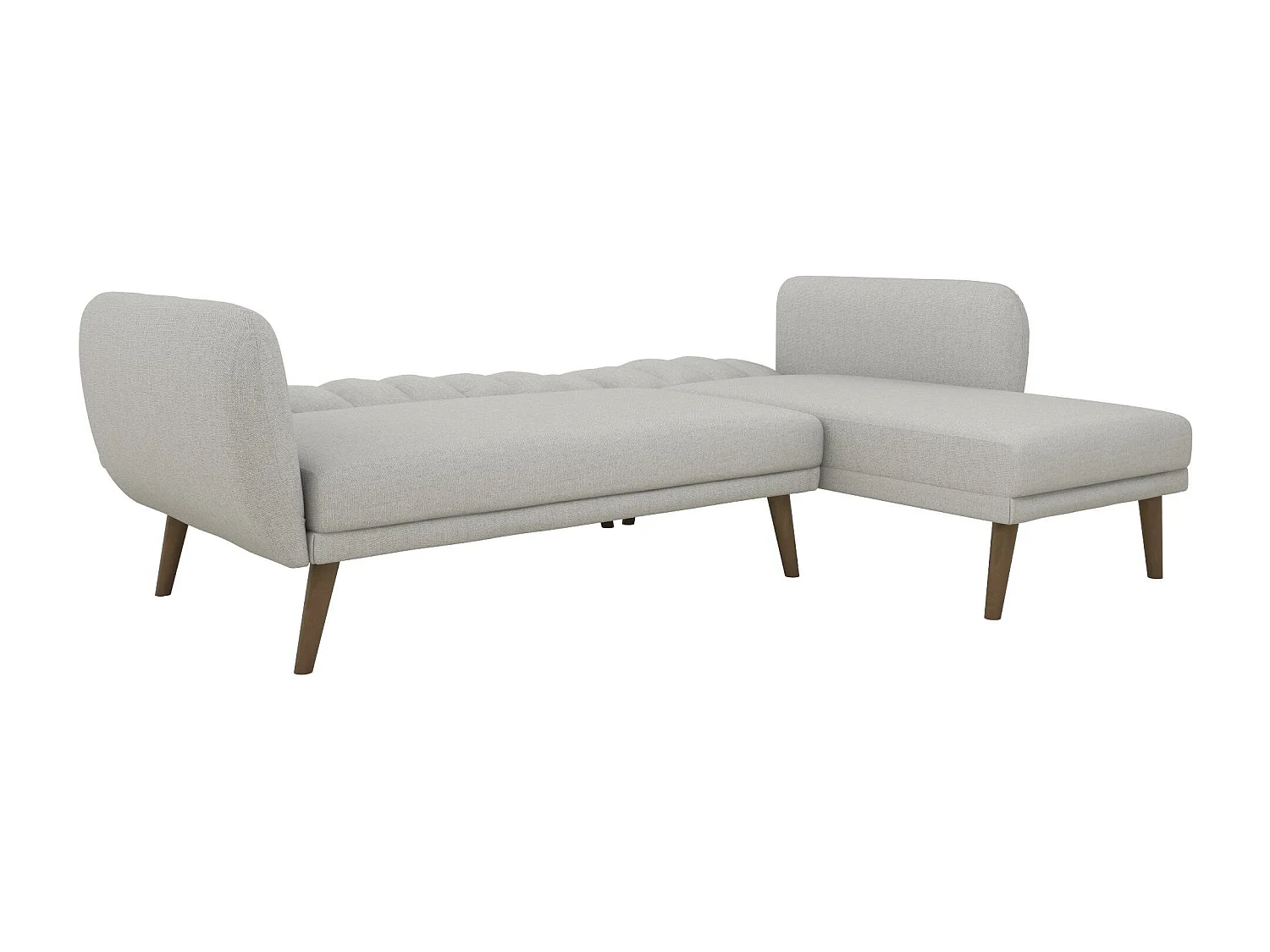 Canapé convertible 3 places avec chaise longue en lin gris clair