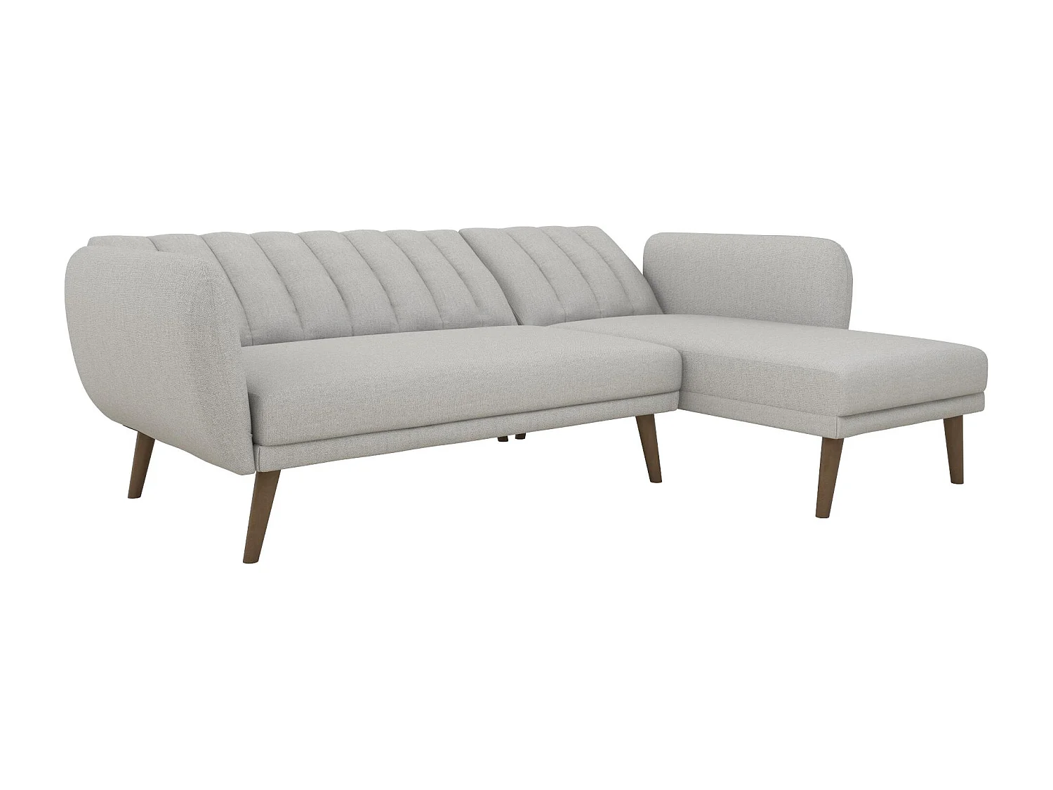 Canapé convertible 3 places avec chaise longue en lin gris clair