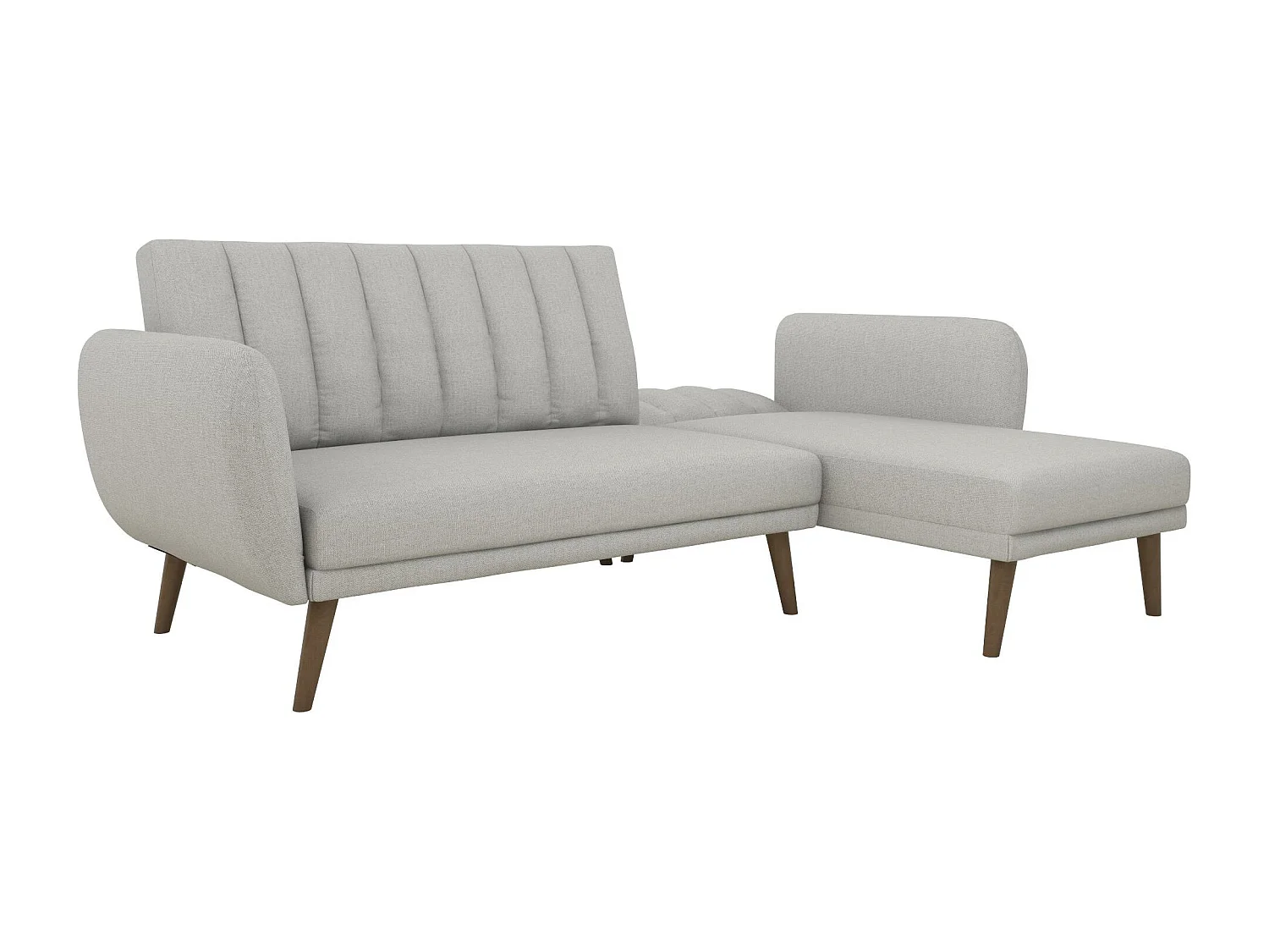 Canapé convertible 3 places avec chaise longue en lin gris clair