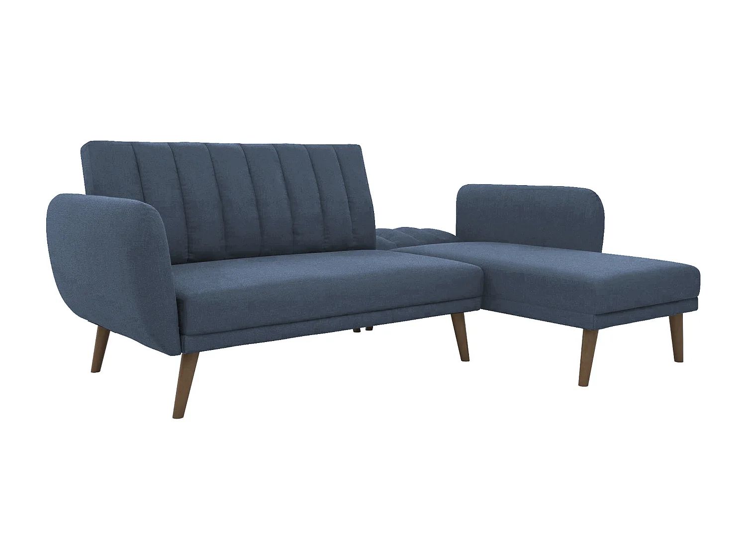 Canapé convertible 3 places avec chaise longue en lin gris clair