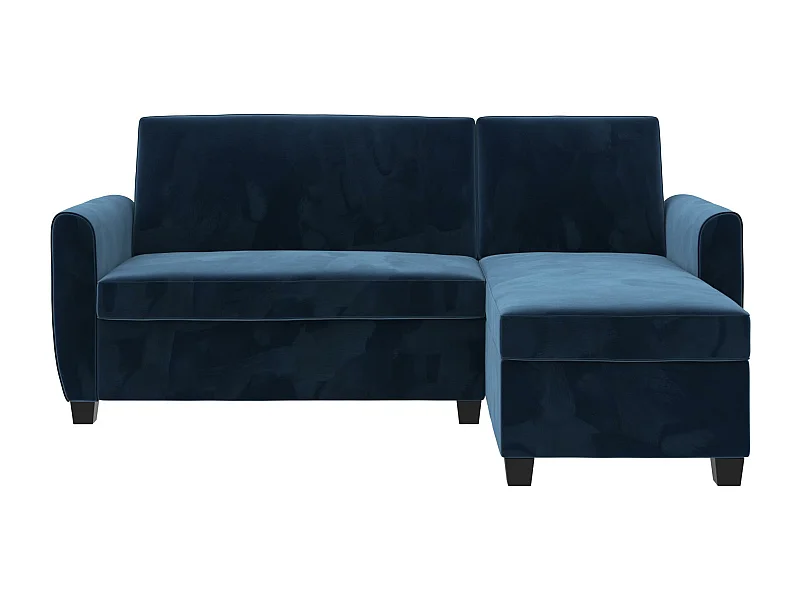 Divano letto 3 posti con chaise lounge in velluto blu scuro
