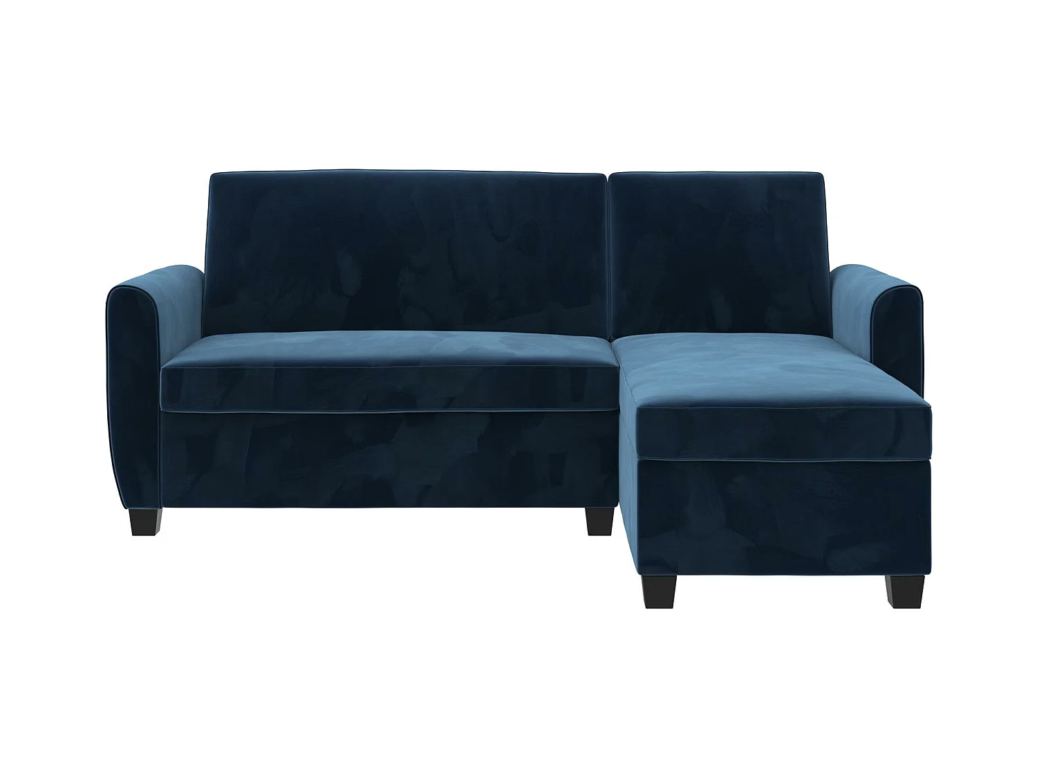 Divano letto 3 posti con chaise lounge in velluto blu scuro