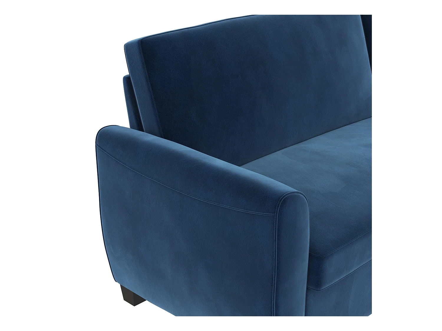 Divano letto 3 posti con chaise lounge in velluto blu scuro