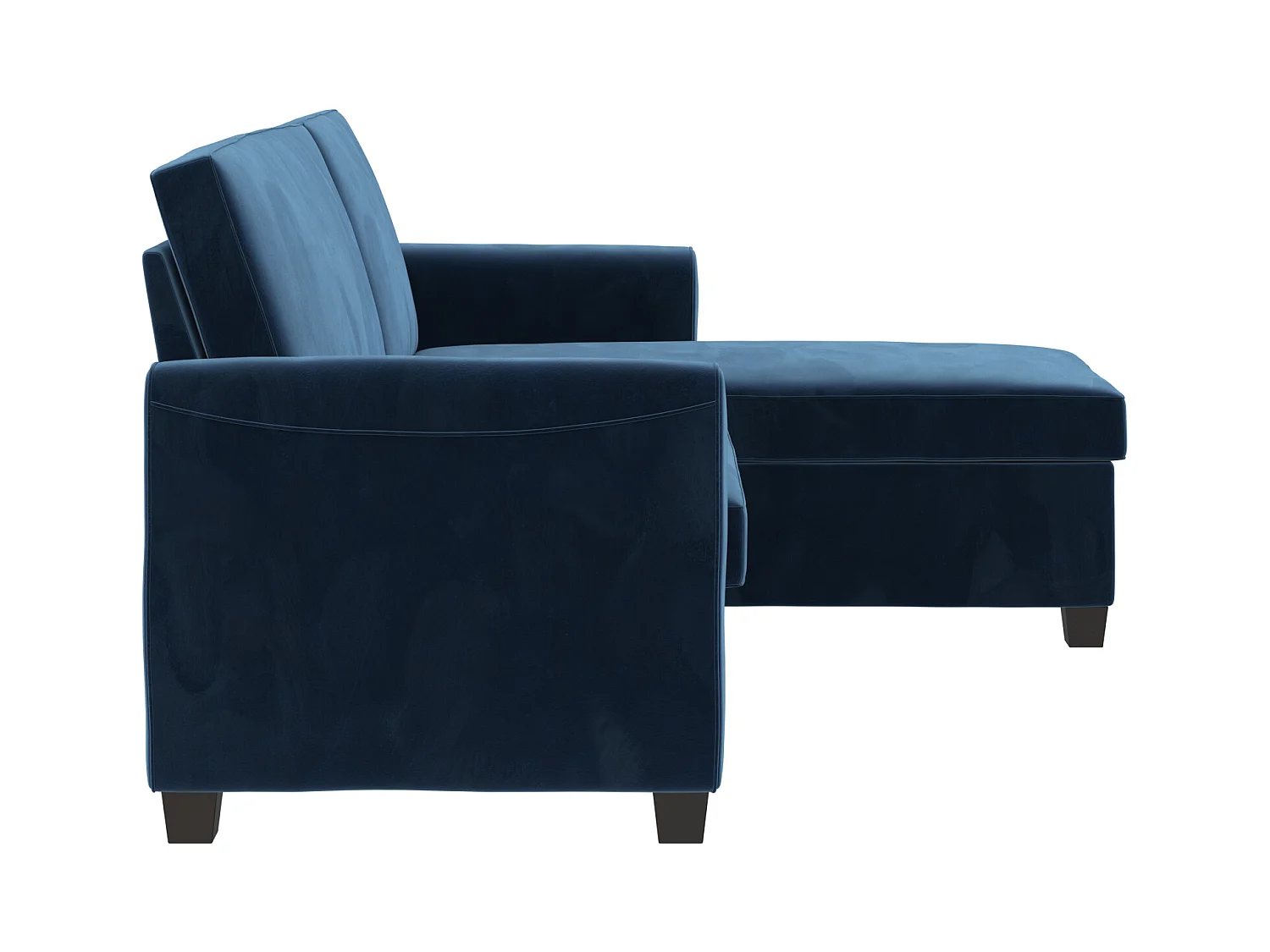 Divano letto 3 posti con chaise lounge in velluto blu scuro