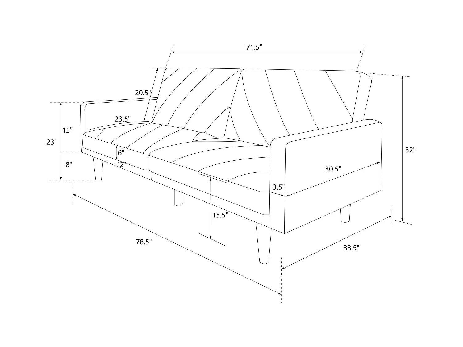 Paxson | Canapé-lit 2 places en gris lin