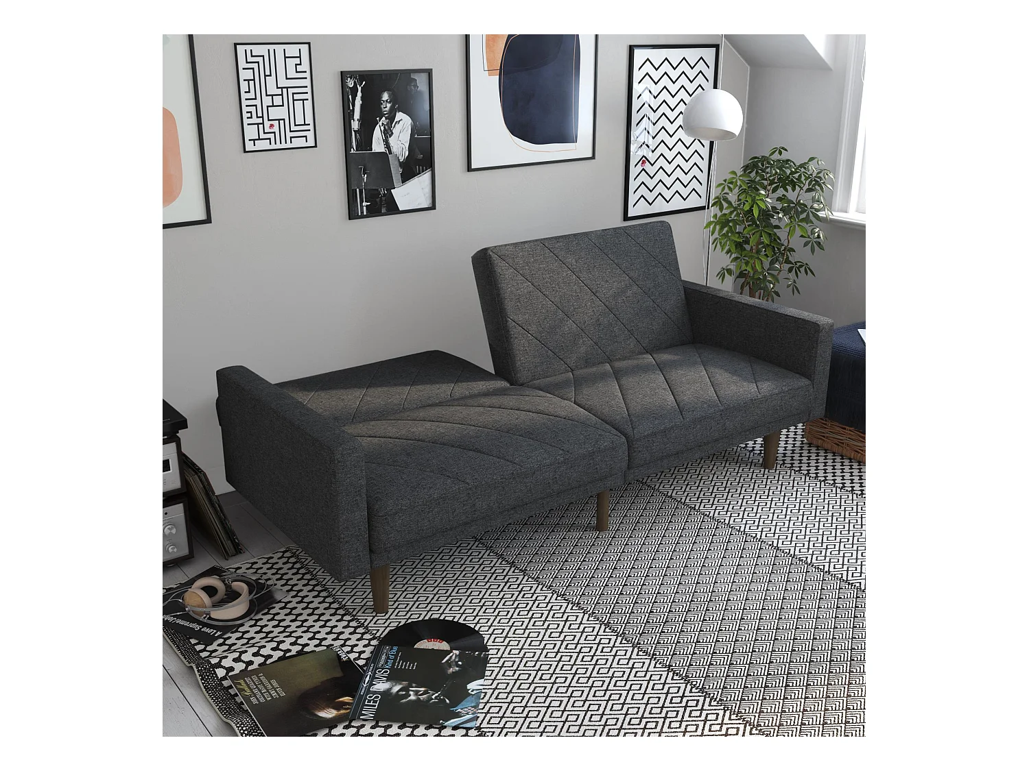 Paxson | Canapé-lit 2 places en gris lin