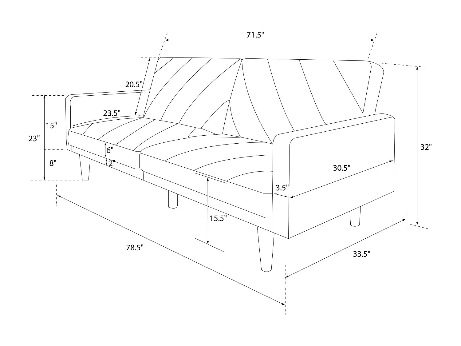 Paxson | Canapé-lit 2 places en gris lin