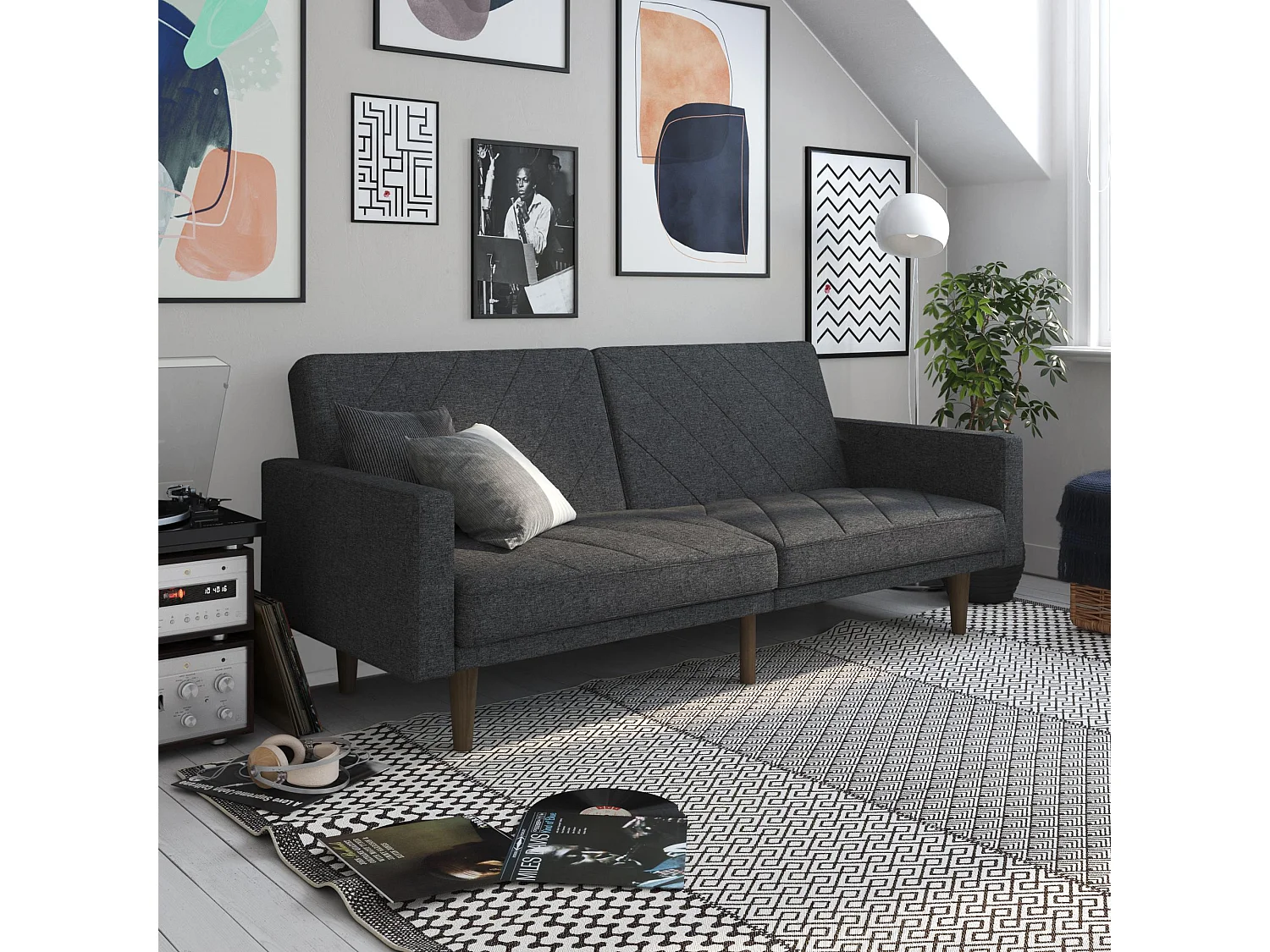 Paxson | Canapé-lit 2 places en gris lin