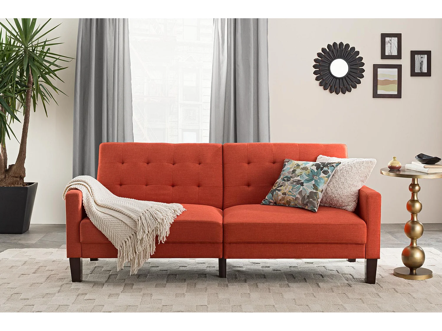 Porter | Canapé-lit 3 places en lin orange