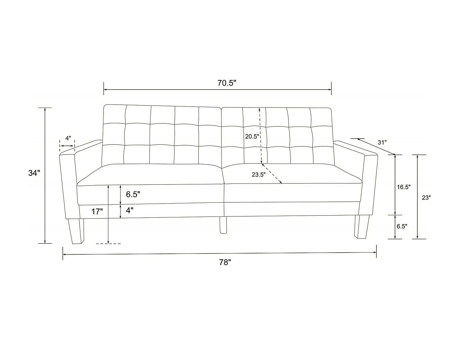 Porter | Canapé-lit 3 places en lin orange