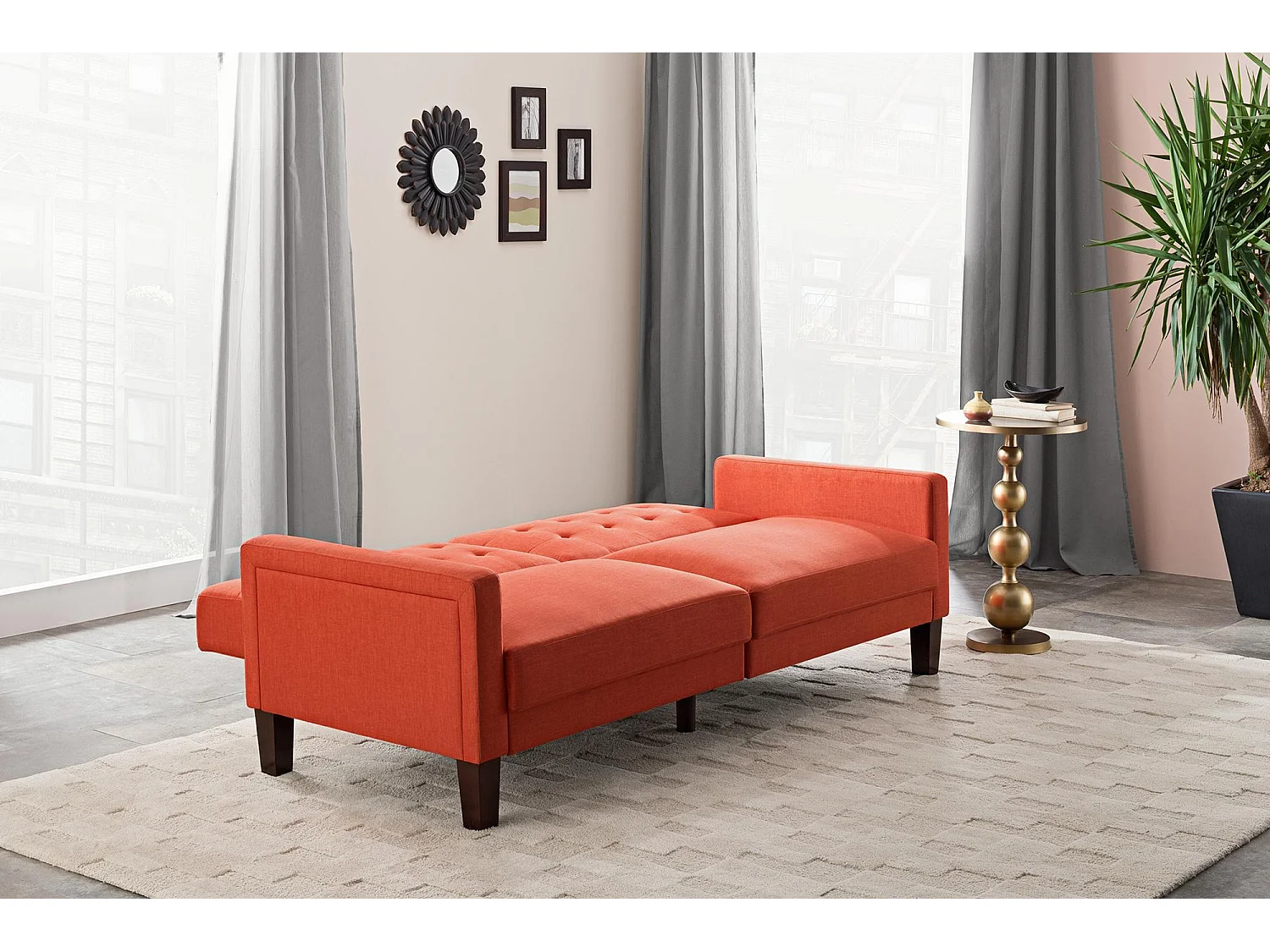 Porter | Canapé-lit 3 places en lin orange