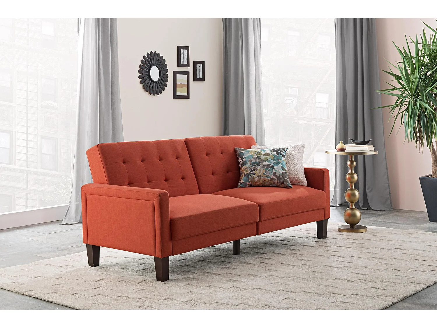 Porter | Canapé-lit 3 places en lin orange