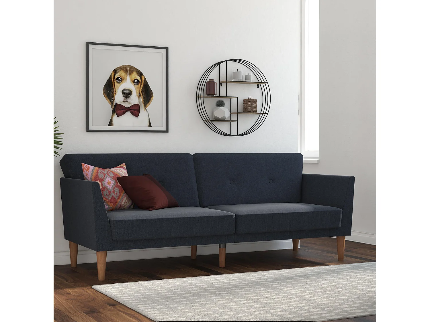 Regal | Canapé-lit 3 places, bleu lin