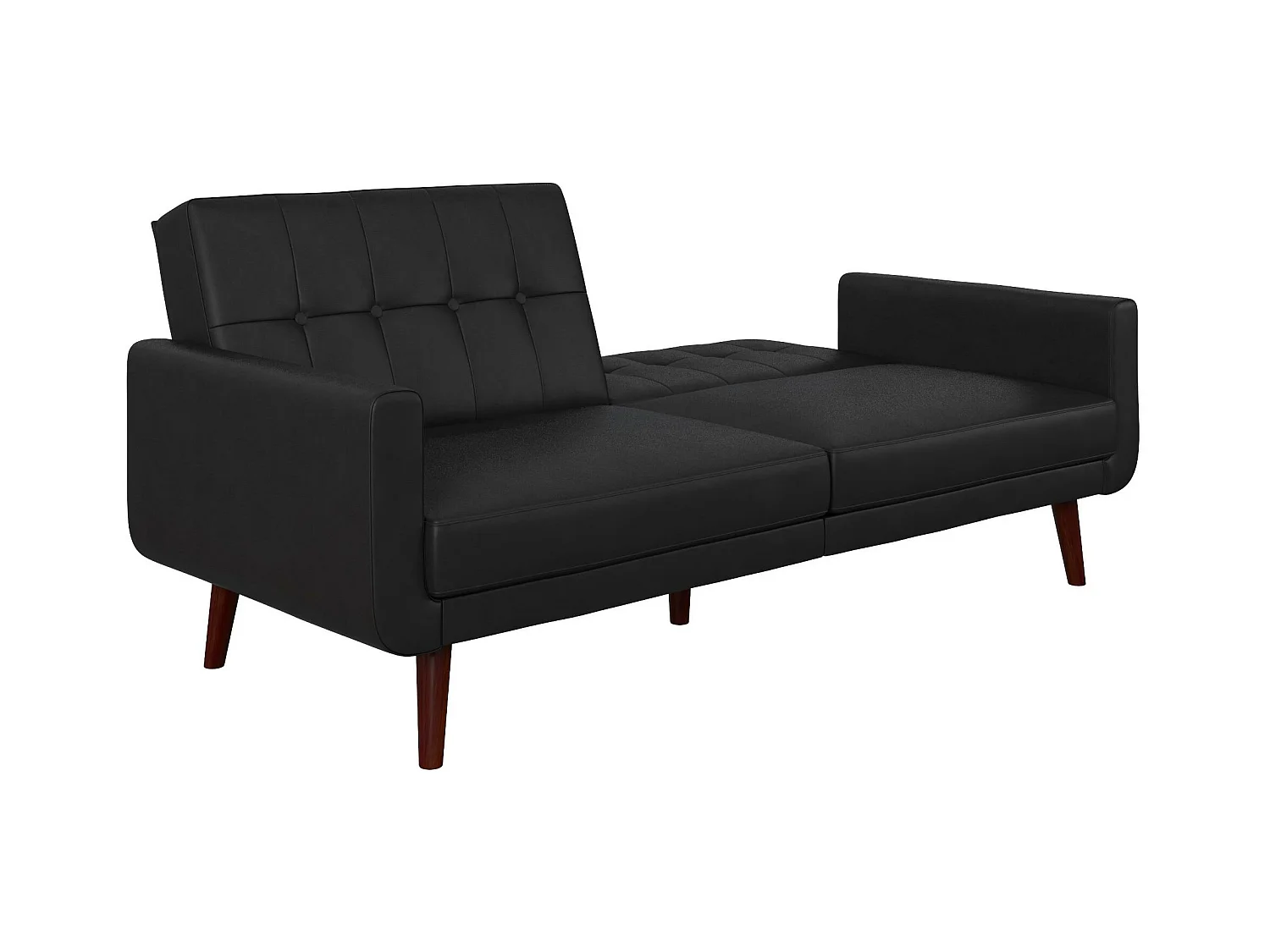 Divano letto 3 posti in ecopelle nero