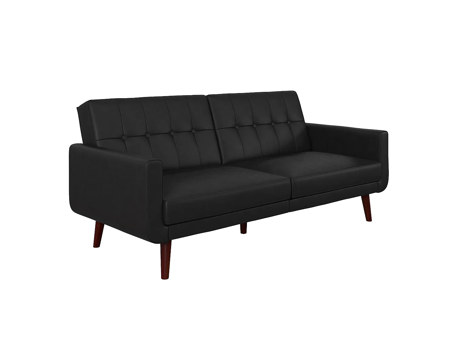 Schlafsofa 3 Sitze in Kunstleder Schwarz