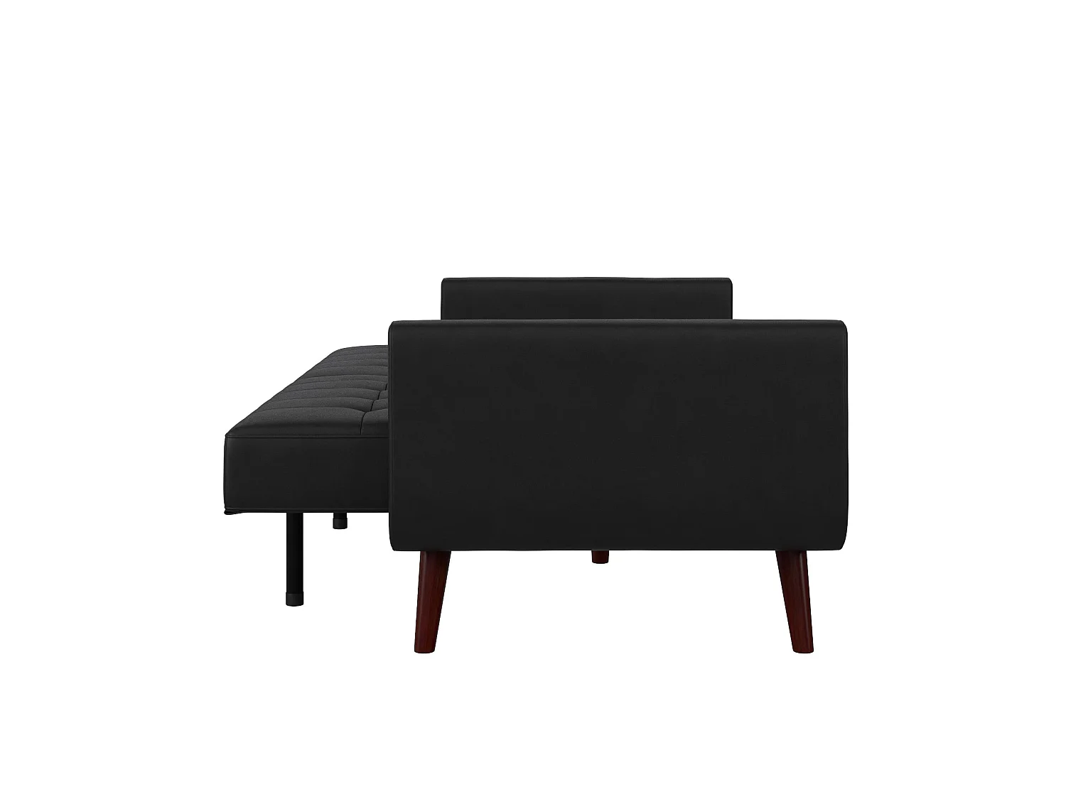 Schlafsofa 3 Sitze in Kunstleder Schwarz