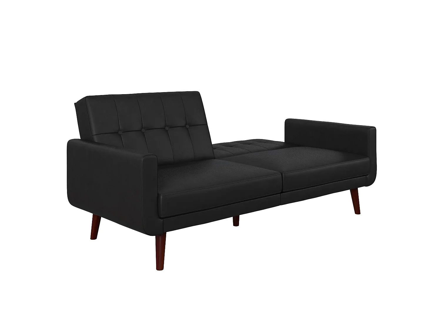 Schlafsofa 3 Sitze in Kunstleder Schwarz