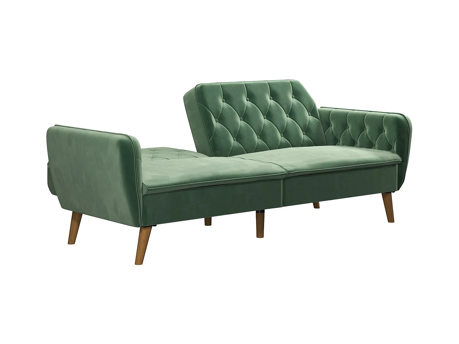 Sofá Cama 3 Plazas en Terciopelo Verde