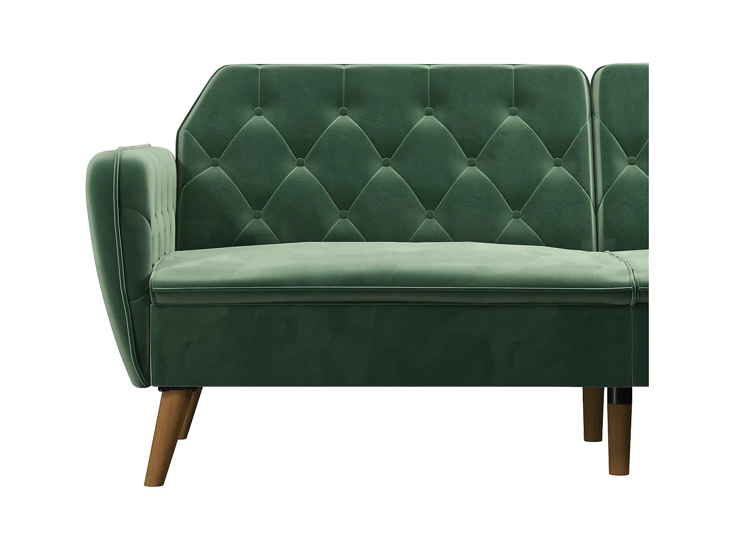 Sofá Cama 3 Plazas en Terciopelo Verde