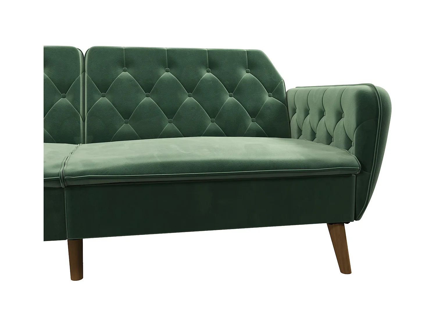 Sofá Cama 3 Plazas en Terciopelo Verde