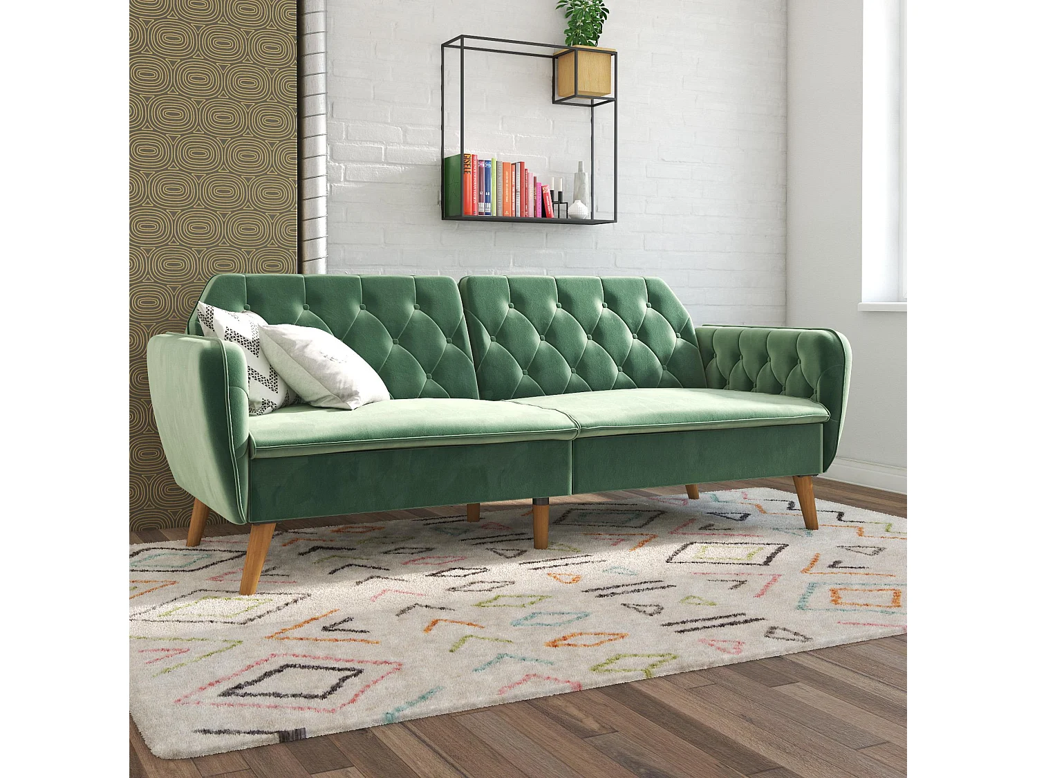 Tallulah | Canapé-lit 3 places en vert velours