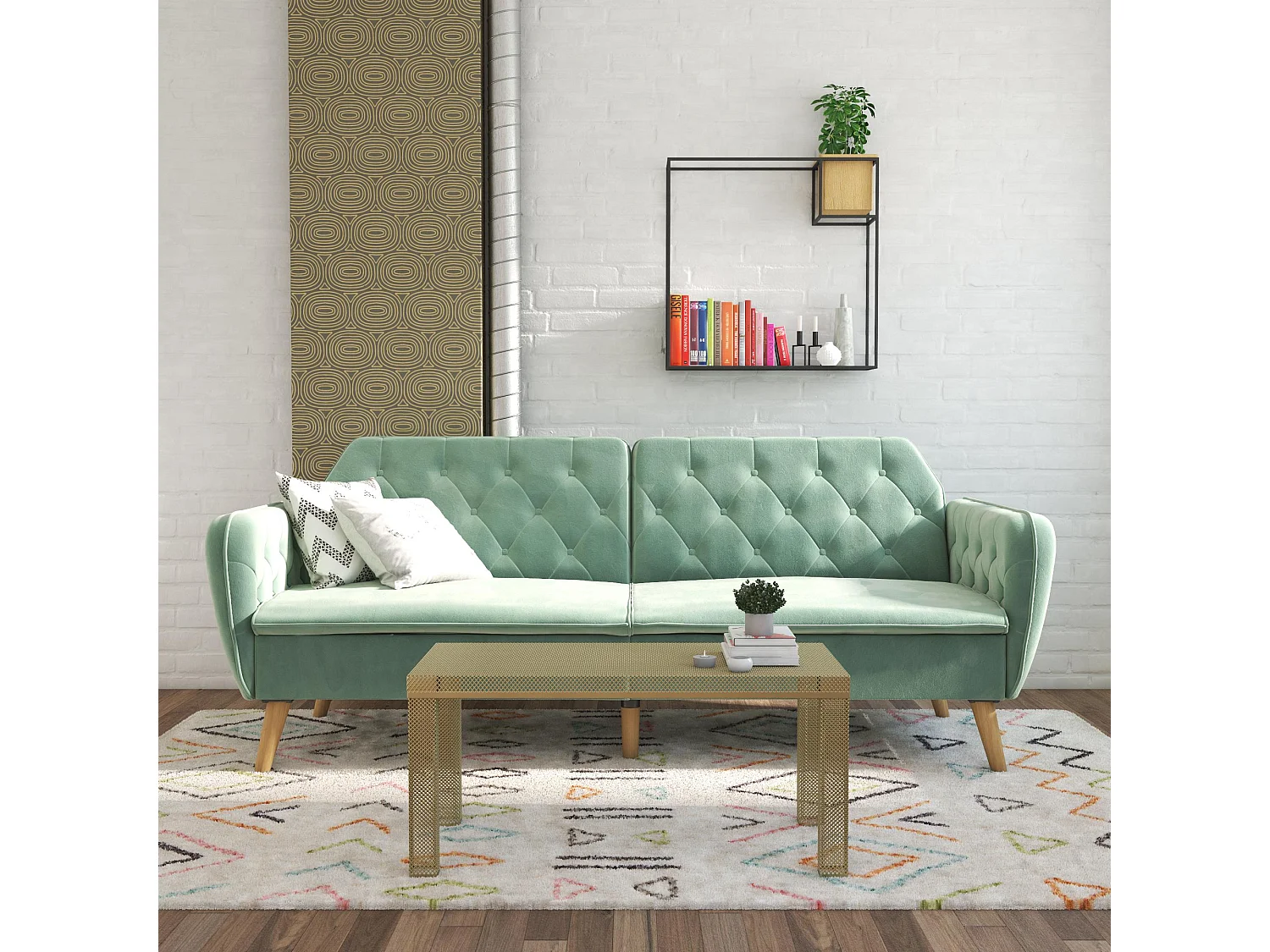 Schlafsofa 3 Sitze in Velvet Grün