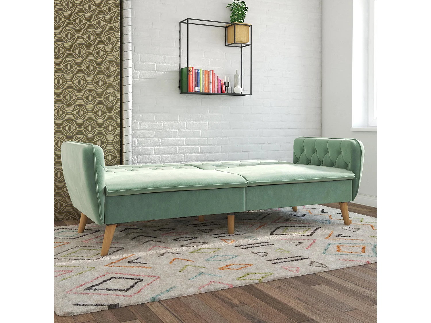 Schlafsofa 3 Sitze in Velvet Grün