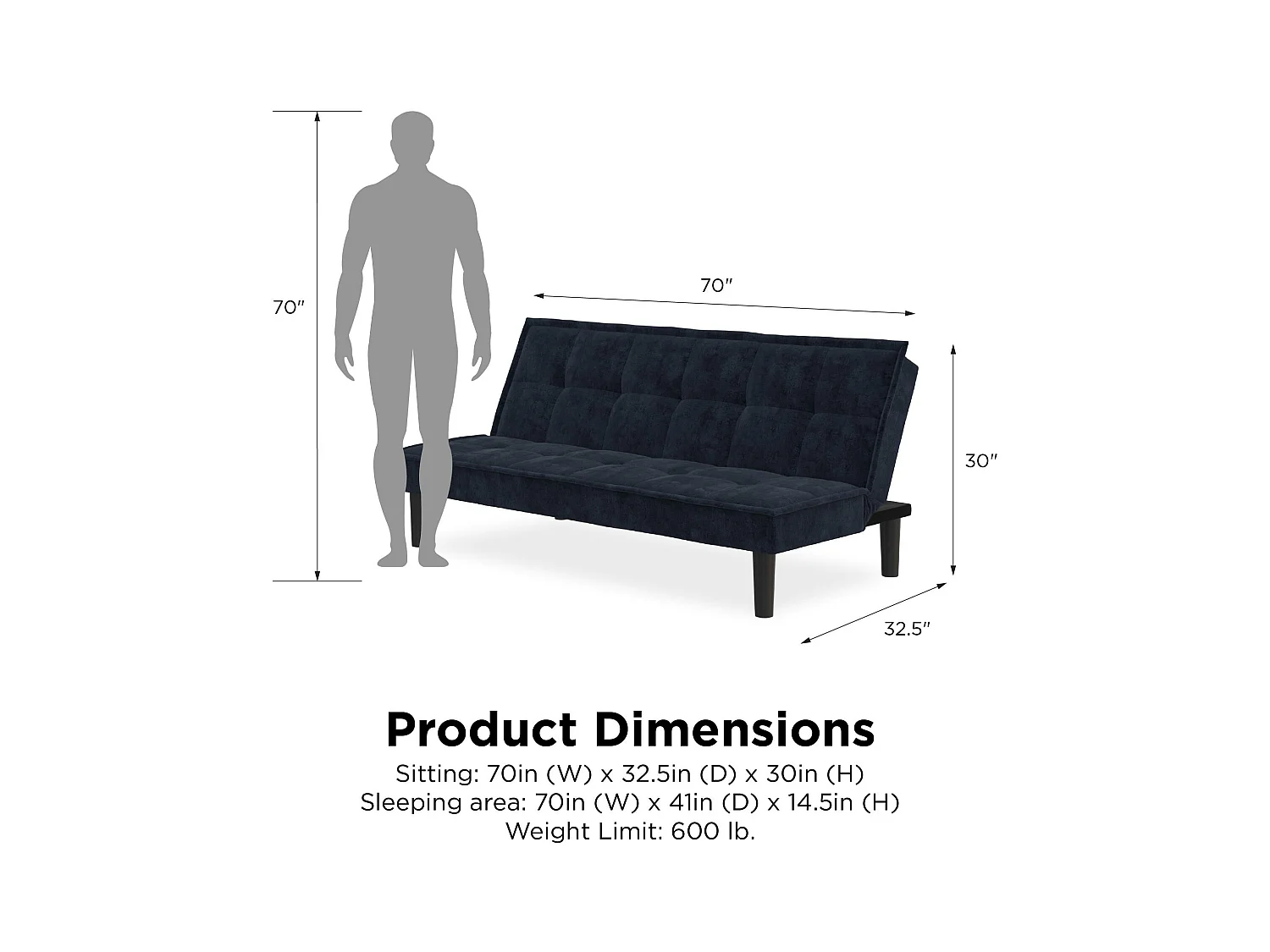 Otis | Canapé-lit 3 places en microfibre bleu