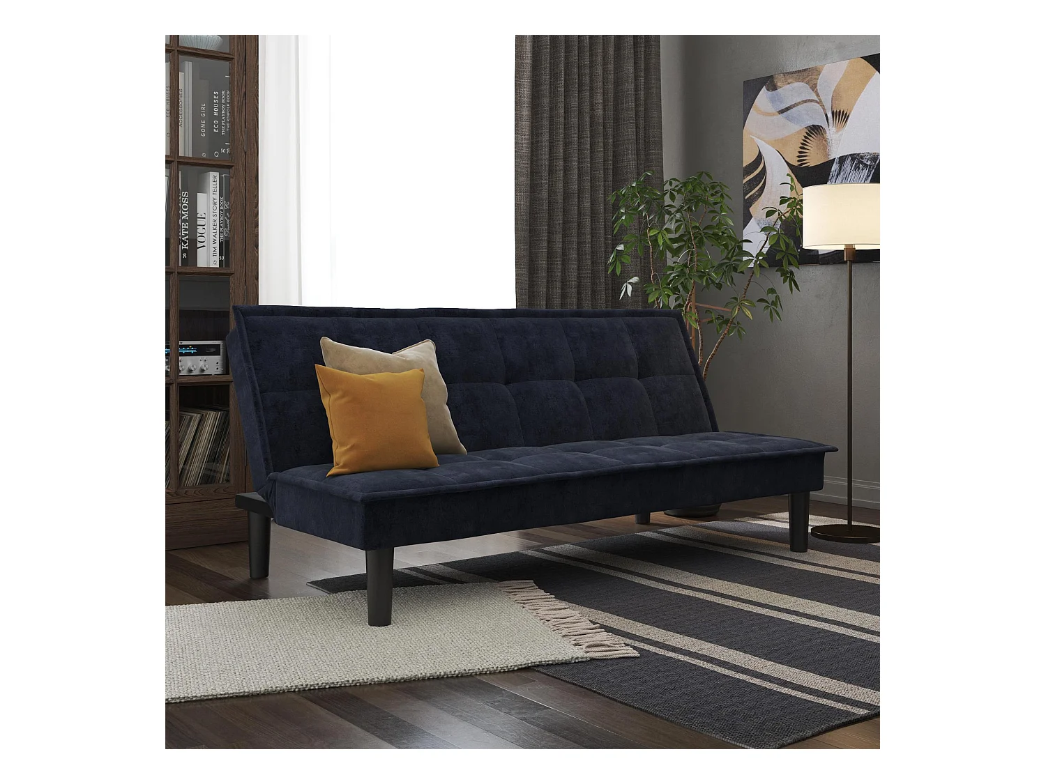 Otis | Canapé-lit 3 places en microfibre bleu