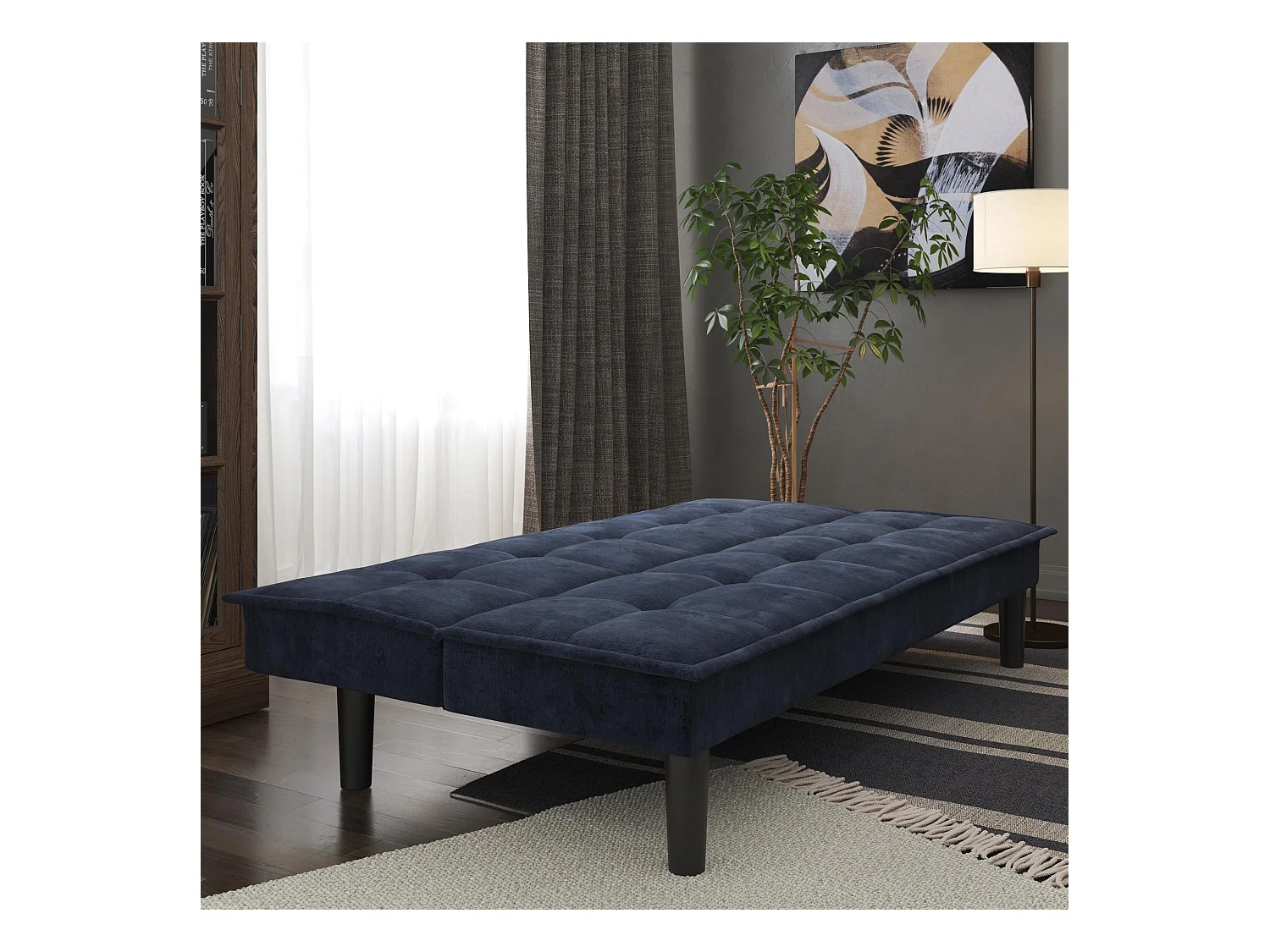 Otis | Canapé-lit 3 places en microfibre bleu