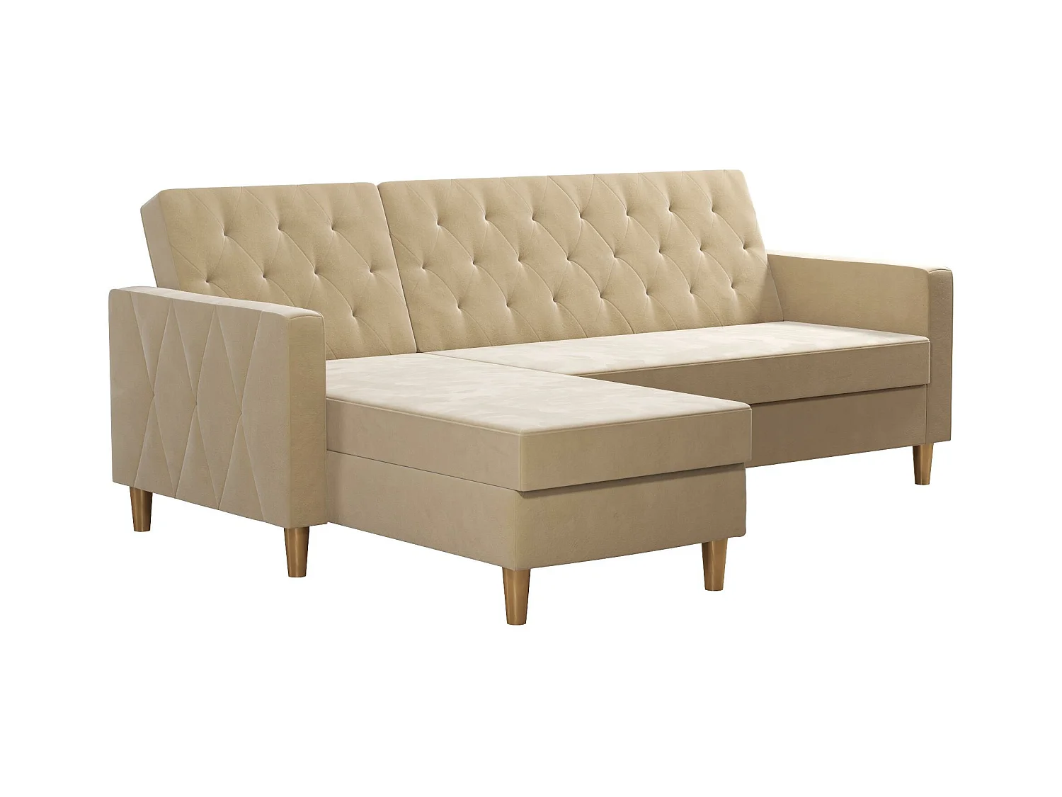 Liberty | Canapé-lit 3 places avec chaise longue en tissu ivoire