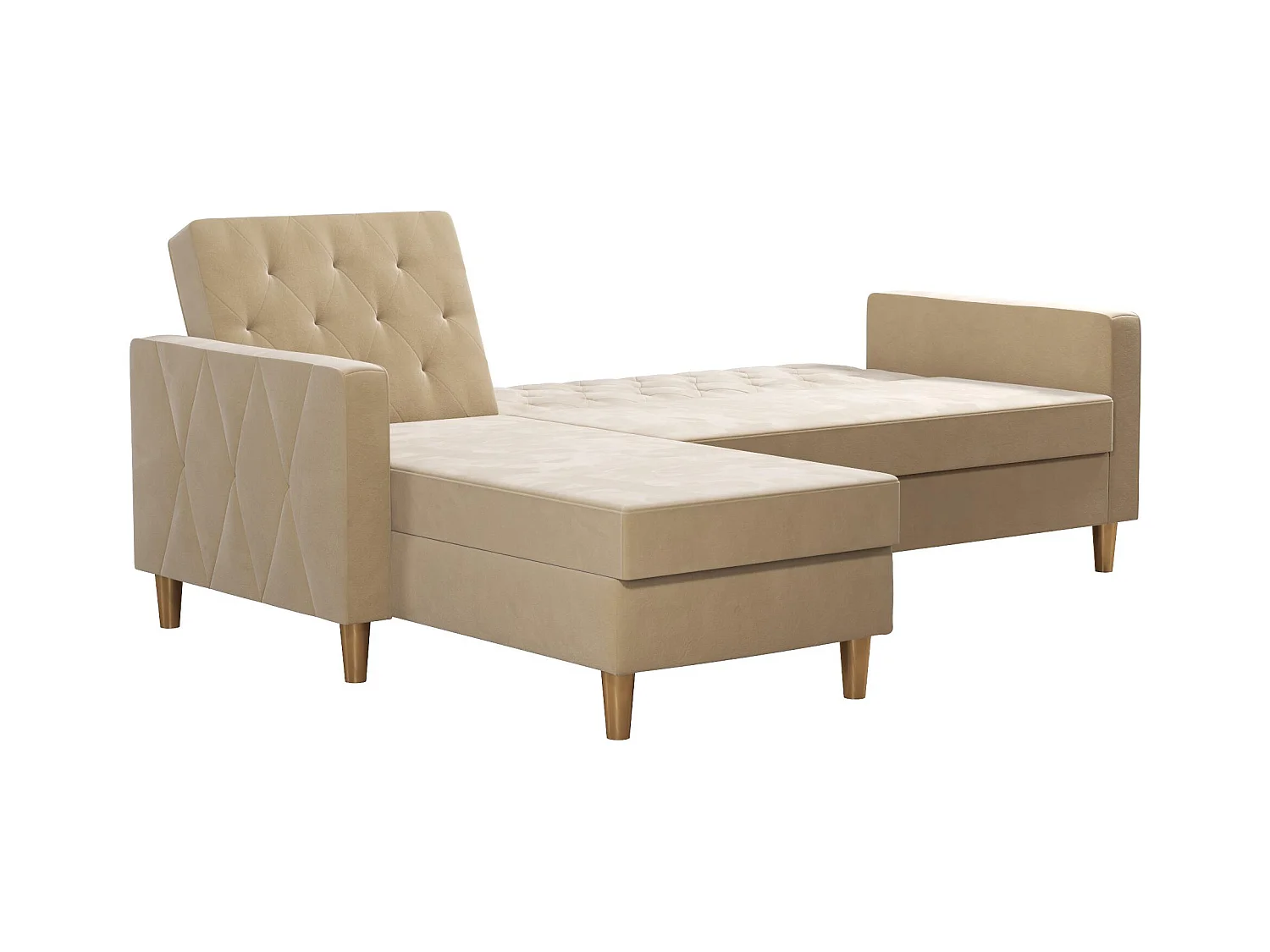 Liberty | Canapé-lit 3 places avec chaise longue en tissu ivoire