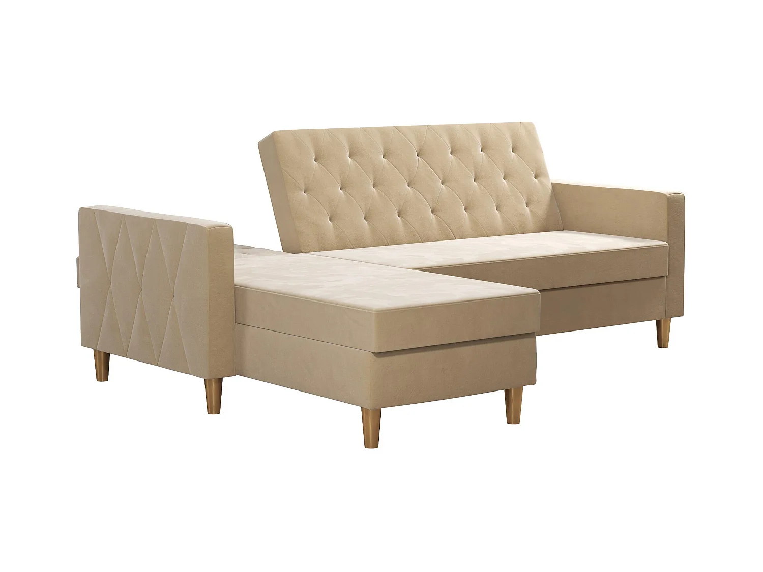 Liberty | Canapé-lit 3 places avec chaise longue en tissu ivoire