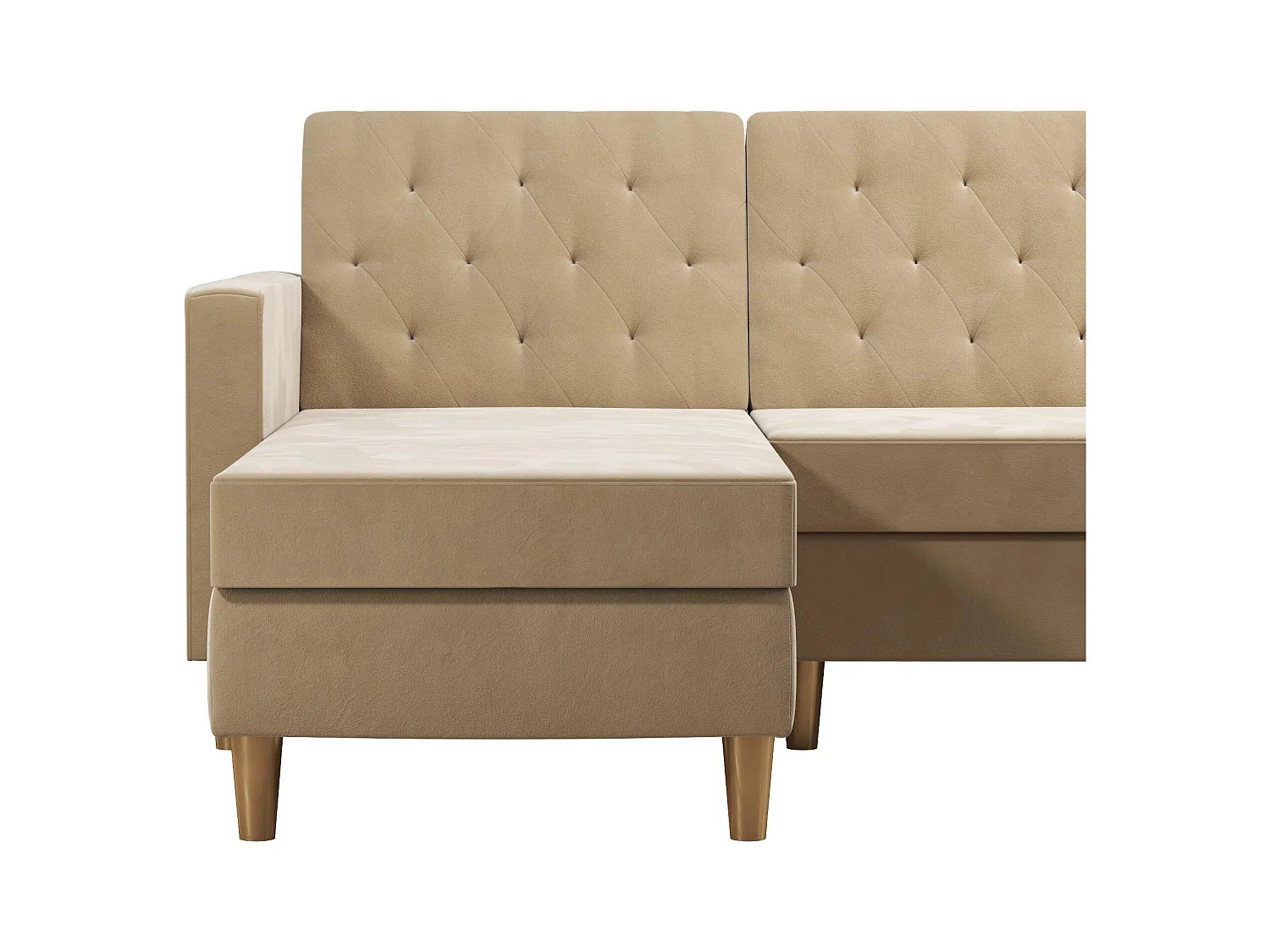 Slaapbank 3 zits met chaise lounge in chenille ivoor