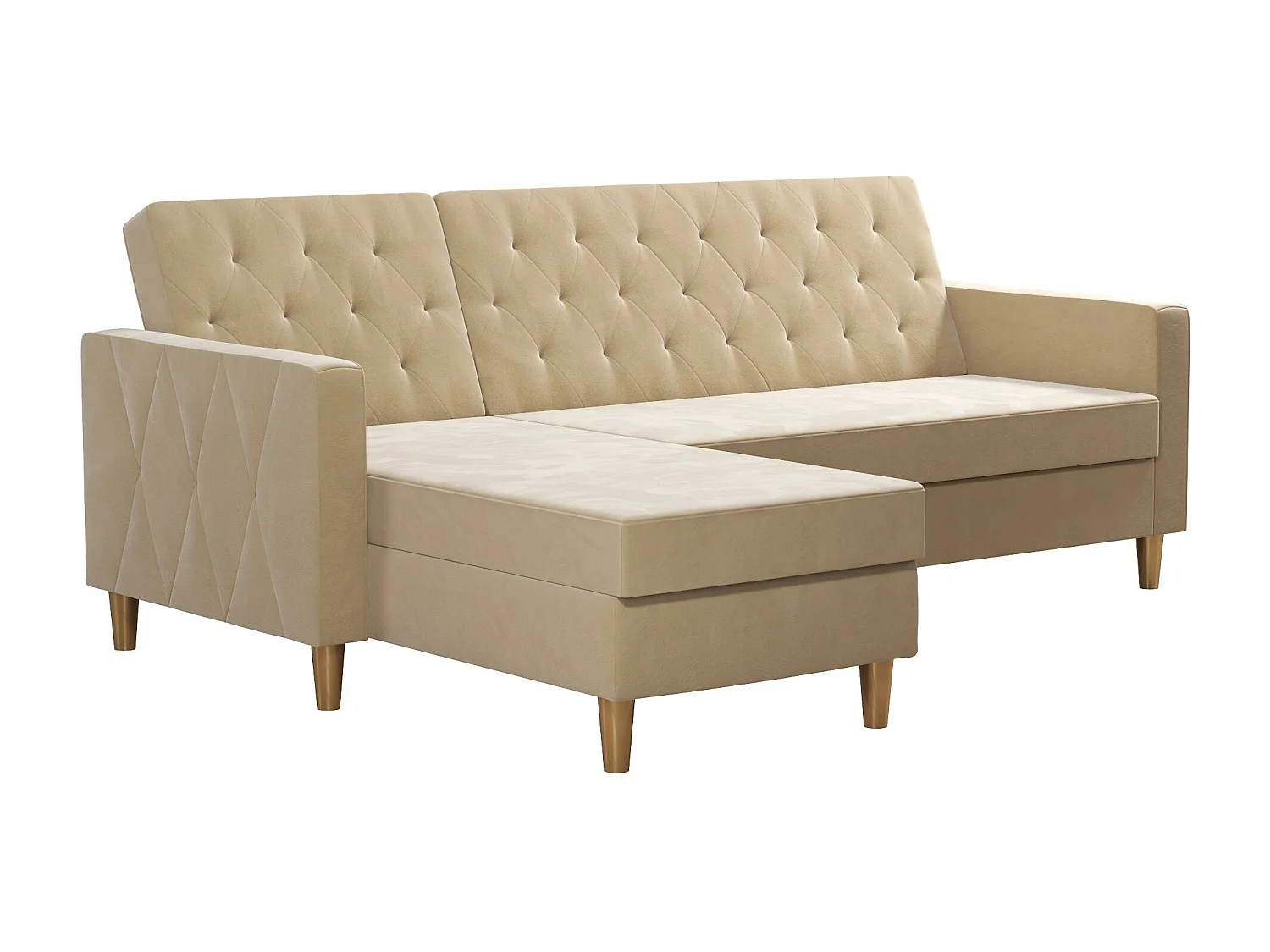 Liberty | Canapé-lit 3 places avec chaise longue en tissu ivoire