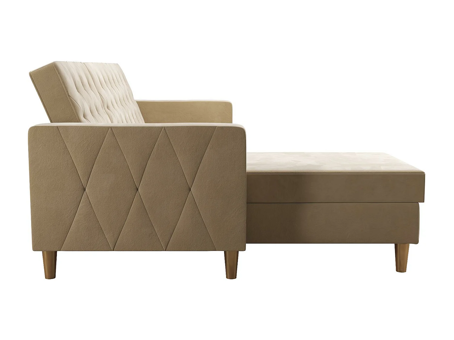 Liberty | Canapé-lit 3 places avec chaise longue en tissu ivoire