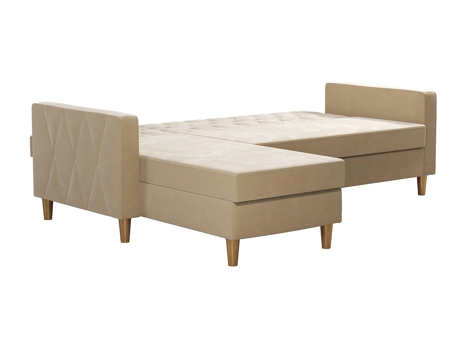 Liberty | Canapé-lit 3 places avec chaise longue en tissu ivoire