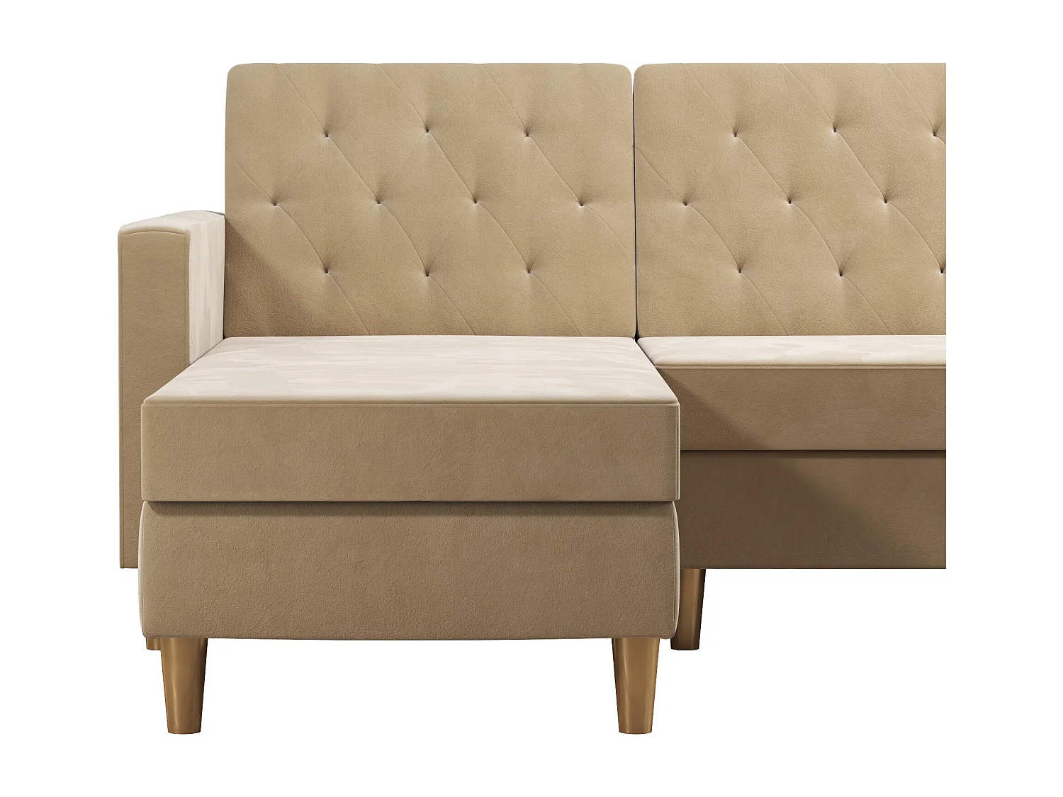 Liberty | Canapé-lit 3 places avec chaise longue en tissu ivoire