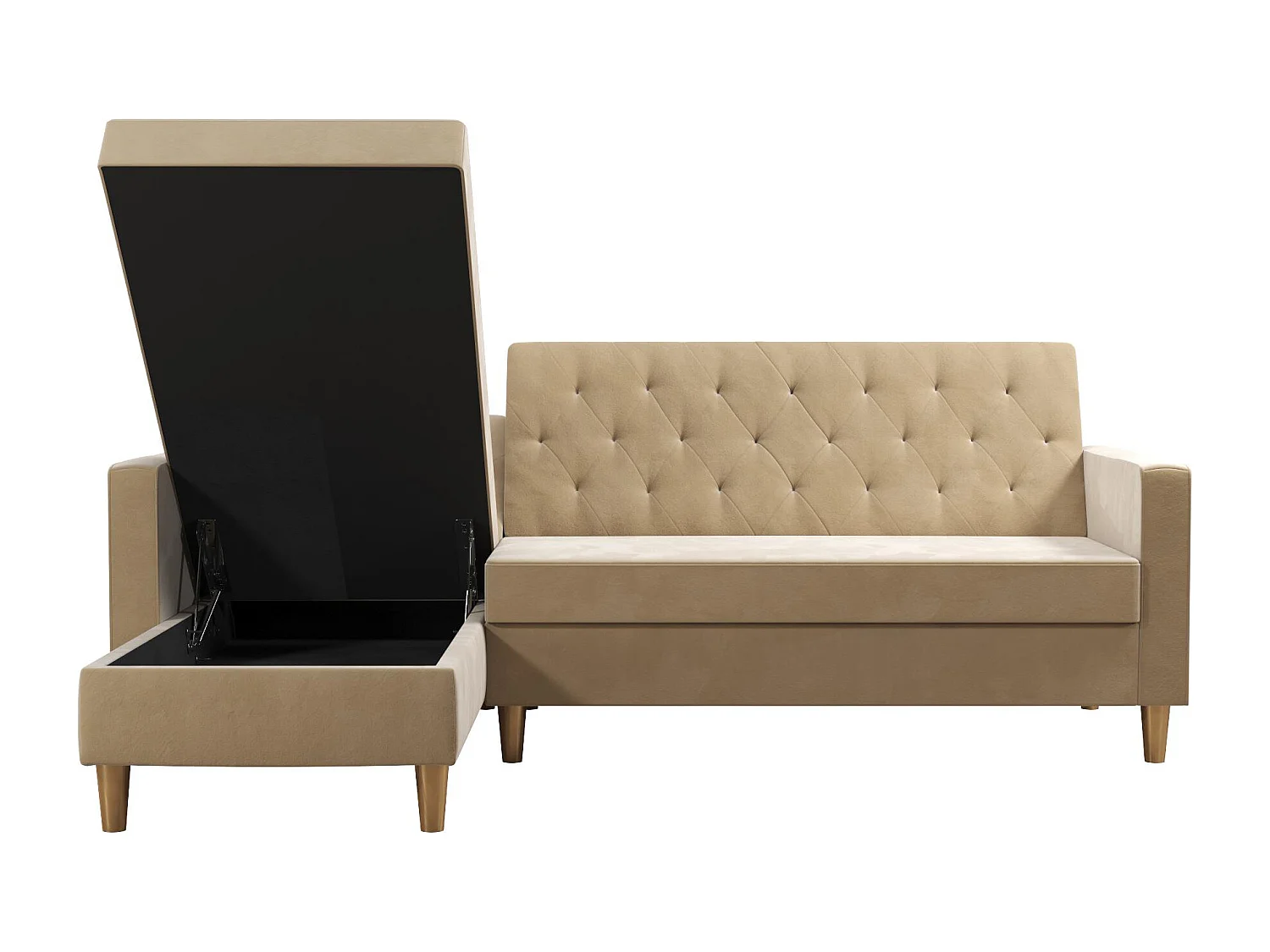 Liberty | Canapé-lit 3 places avec chaise longue en tissu ivoire