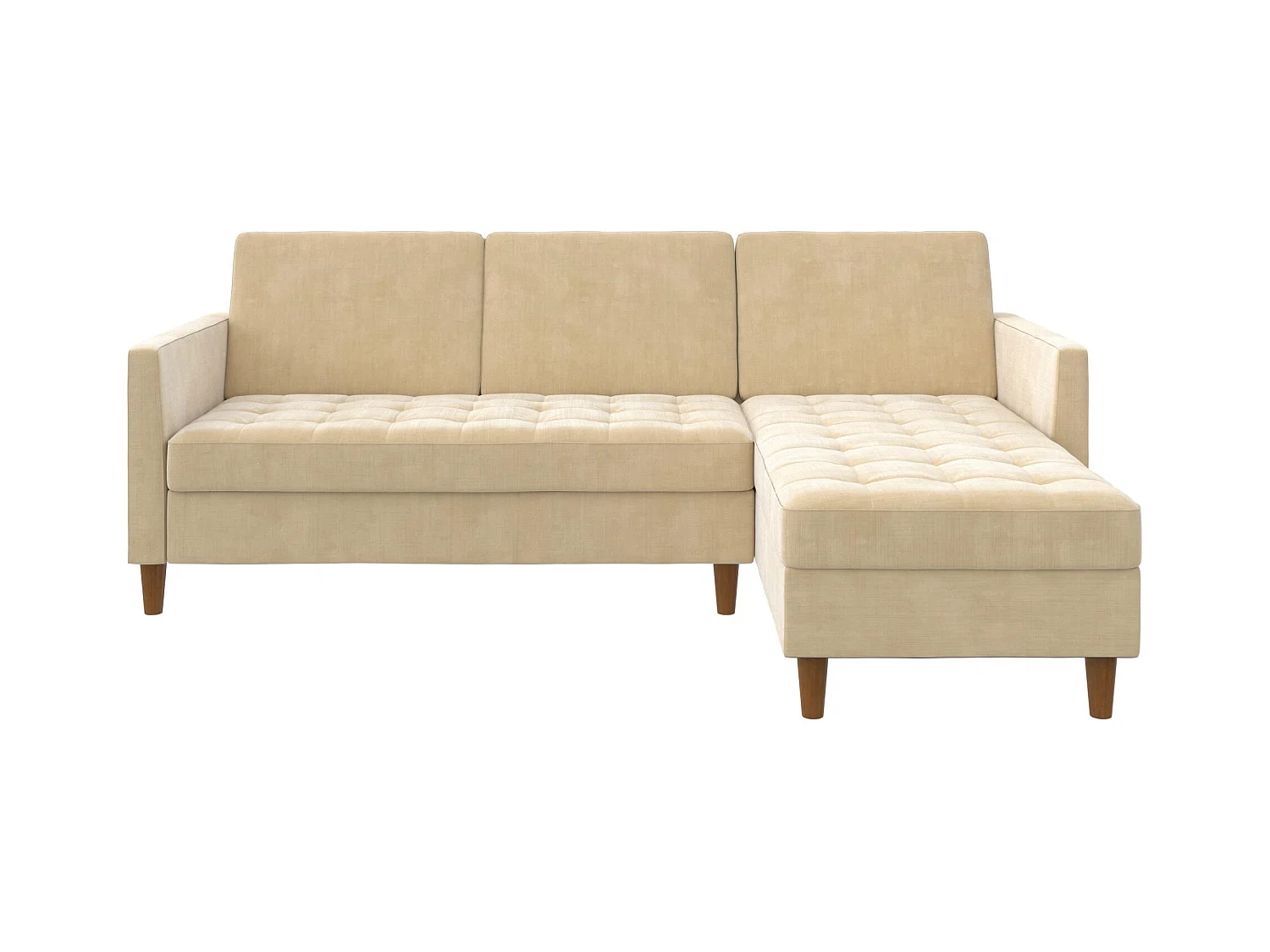 Presley | Canapé convertible 3 places avec chaise longue en tissu Dark Ivory