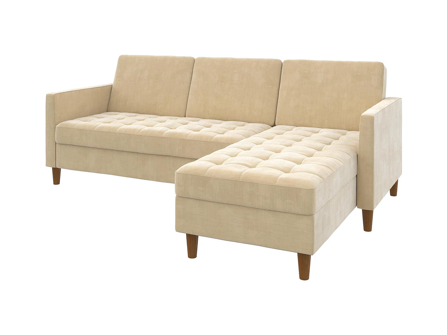 Presley | Canapé convertible 3 places avec chaise longue en tissu Dark Ivory