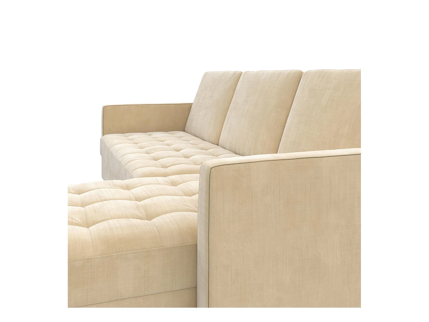 Presley | Canapé convertible 3 places avec chaise longue en tissu Dark Ivory
