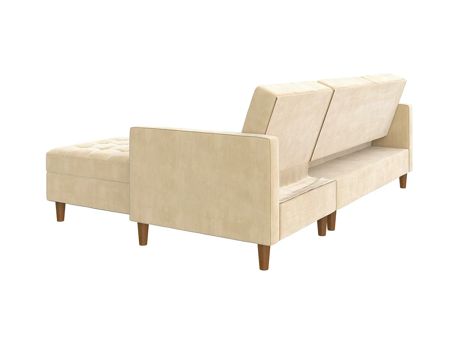 Presley | Canapé convertible 3 places avec chaise longue en tissu Dark Ivory
