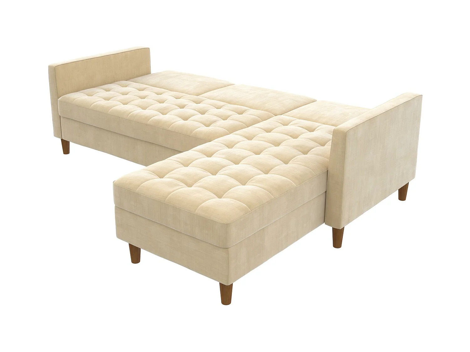 Presley | Canapé convertible 3 places avec chaise longue en tissu Dark Ivory