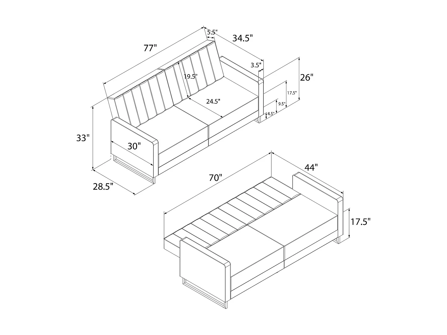 Skylar | Canapé lit 3 places en velours Noir