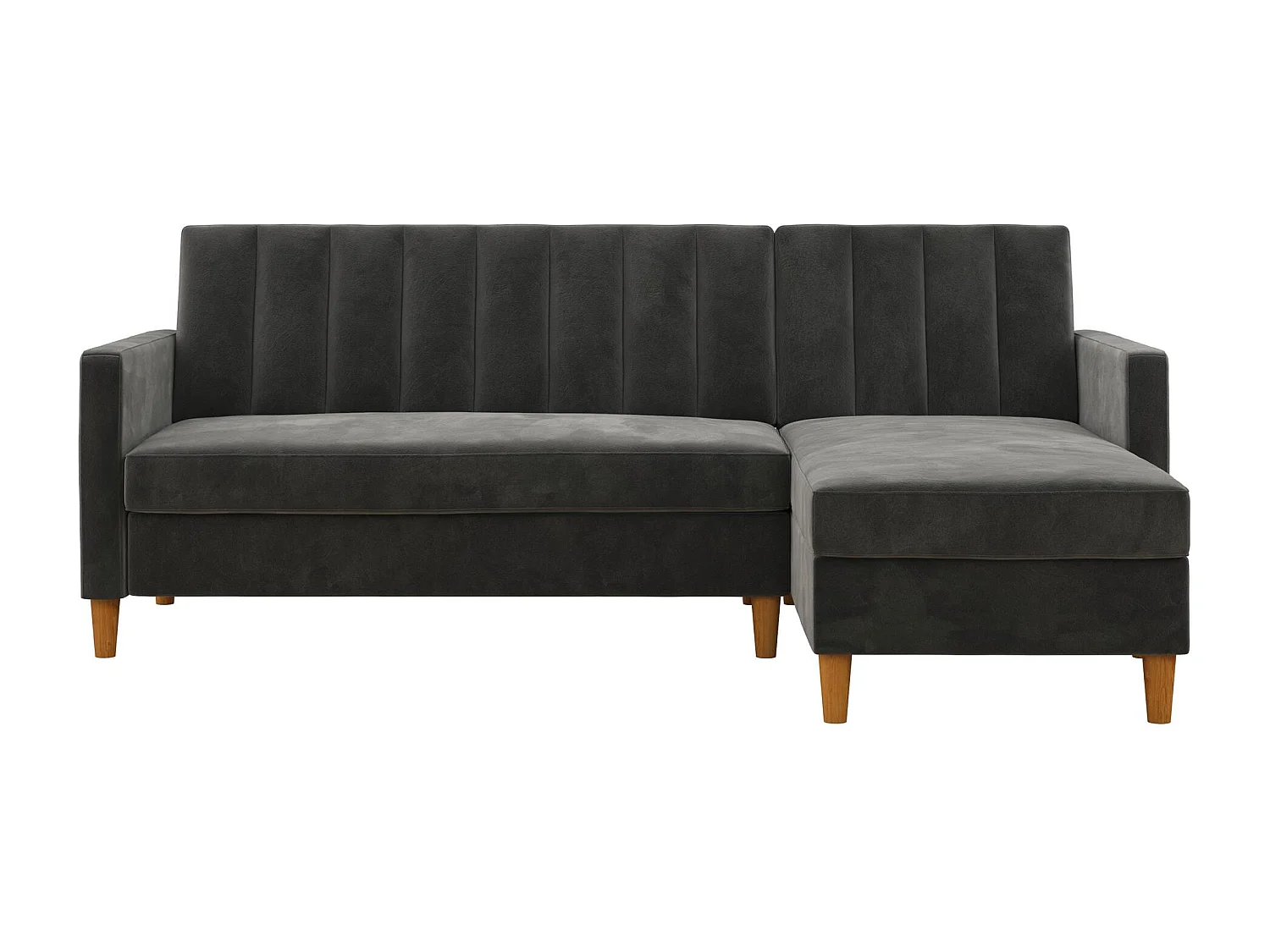 Celine | Canapé lit 3 places avec chaise longue en velours gris foncé